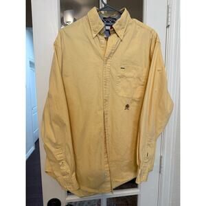 Vtg 90s Tommy Hilfiger Crest Button Down Shirt Yellow Old Tag Flag Logo medium